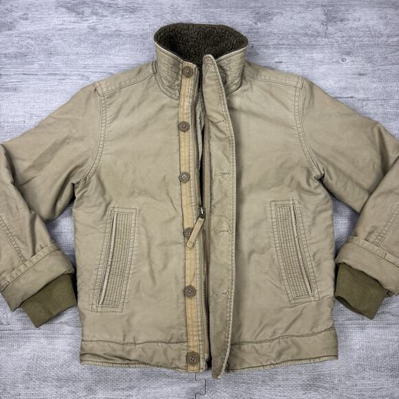Vintage Abercrombie Fitch Adirondack Jacket Mens Medium Sherpa Canvas Distressed - Picture 6 of 11